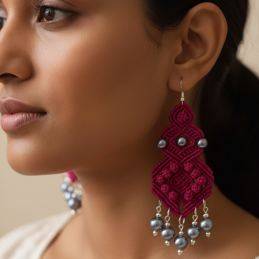 Suparvan macrame dangler earrings