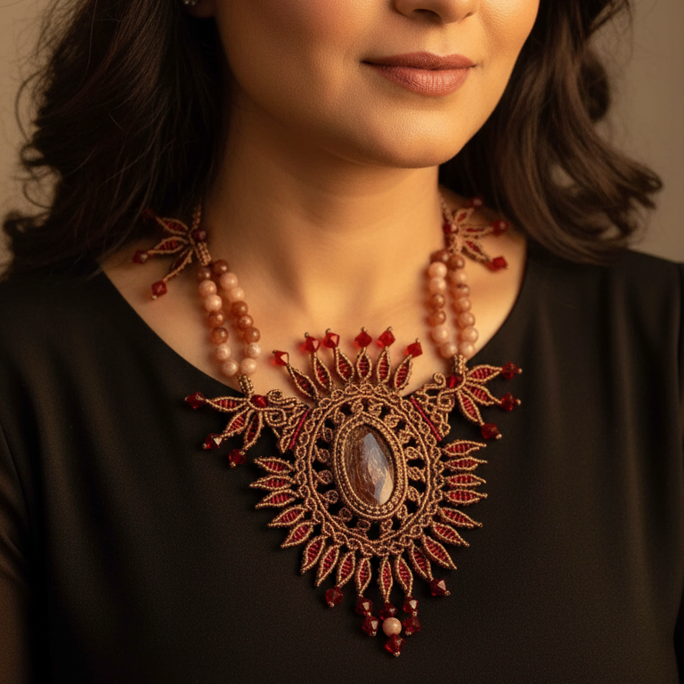Kapila macrame statement necklace