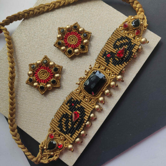 vintage necklace black and red stone necklace stud earrings star earrings stone earrings swan necklace bird necklace choker