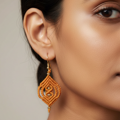 Bhumi ochre macrame earrings