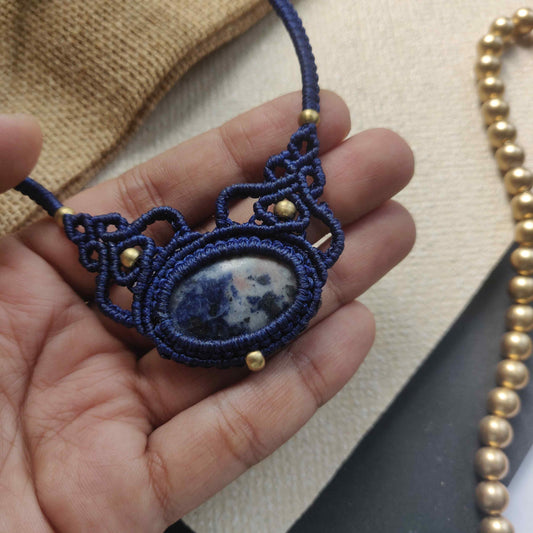 blue stone necklace office wear necklace small necklace delicate jewellery navy blue necklace lapis