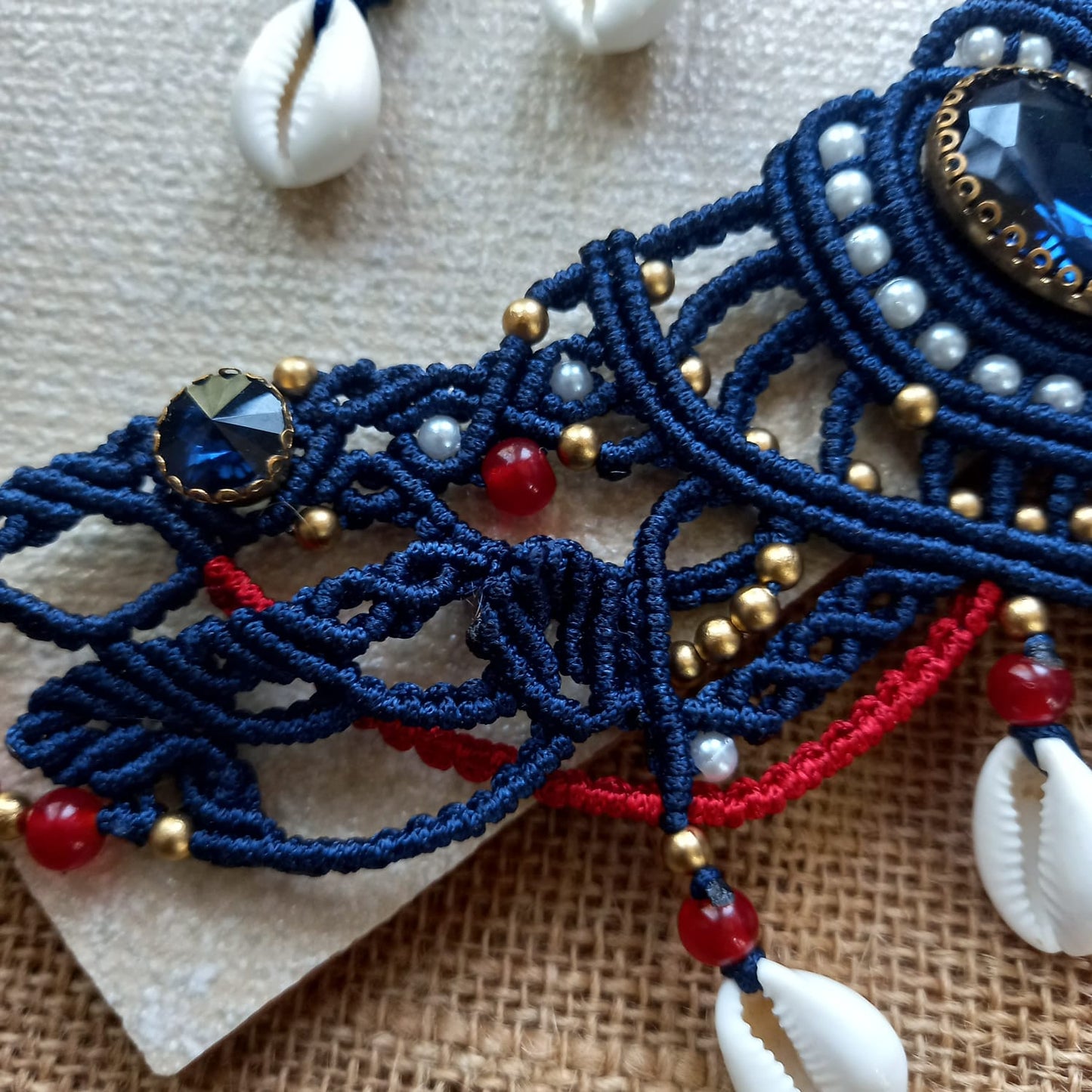 cowrie necklace set stone necklace set hoop earrings cowrie earrings bead necklace bead earrings set blue and red necklace