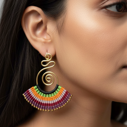 Sarpini multi black macrame earrings