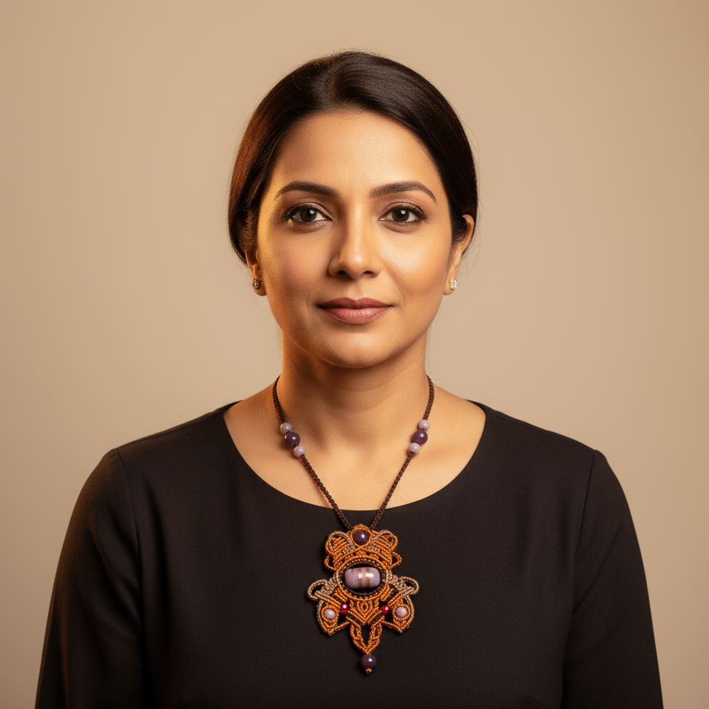 Shobith Mauve Macrame Statement Necklace