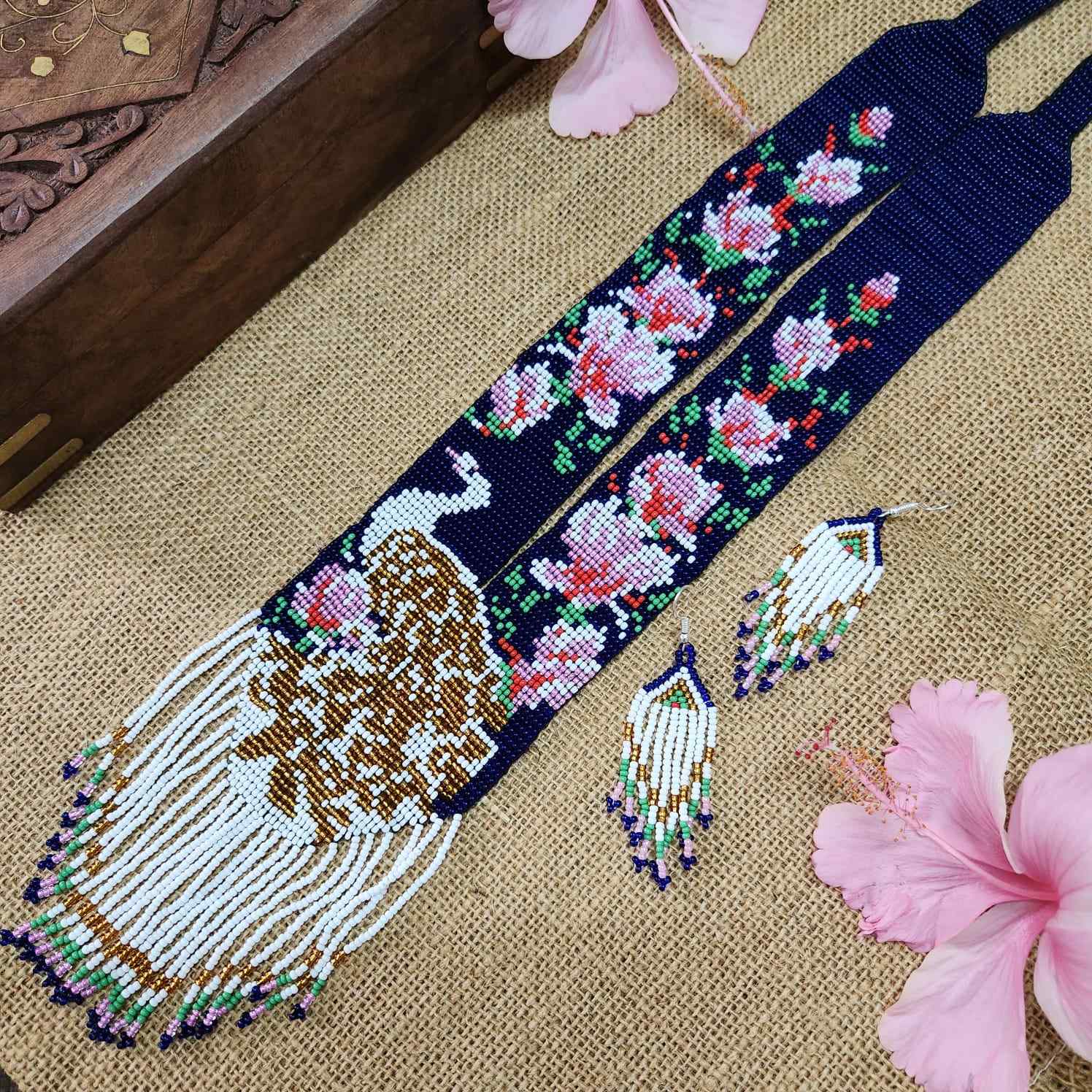 peacock necklace white pink floral flower necklace set blue necklace party wear necklace casual outing occasion wear jewel