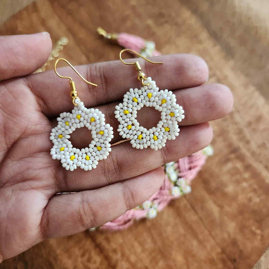 floral necklace bead jewellery short necklace flower motif partywear necklace floral earrings