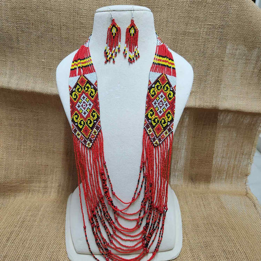 statement bead necklace partywear necklace multi colour necklace for sangeet wedding jewellery floral set bead earrings