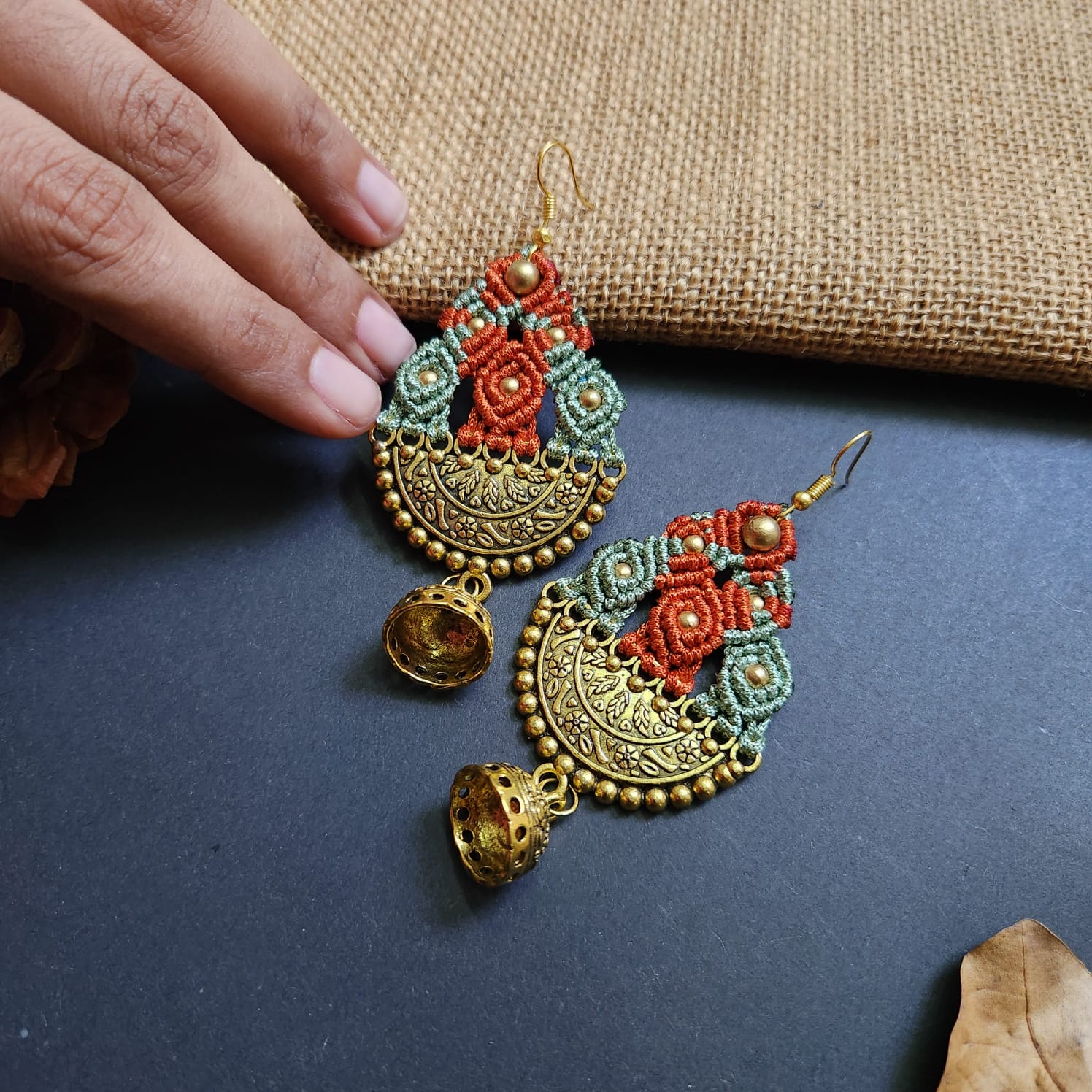 jhumki jhumka earrings party earrings gold earrings statement dangler earrings orange green earrings wedding earrings fashion
