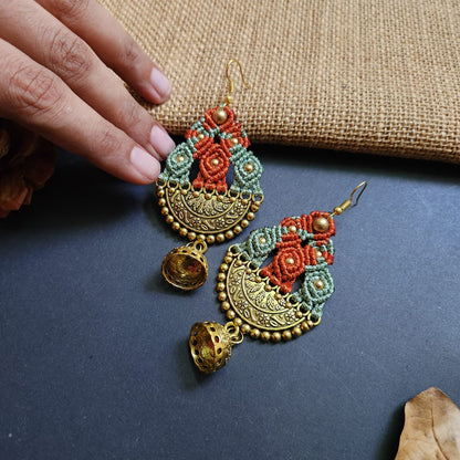 jhumki jhumka earrings party earrings gold earrings statement dangler earrings orange green earrings wedding earrings fashion
