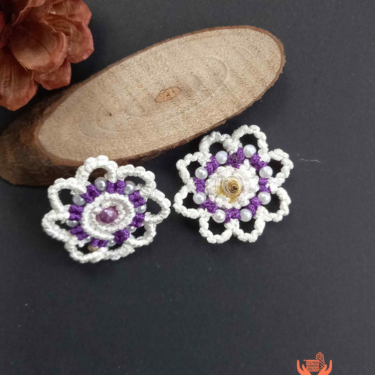 floral scalloped stud earrings for women