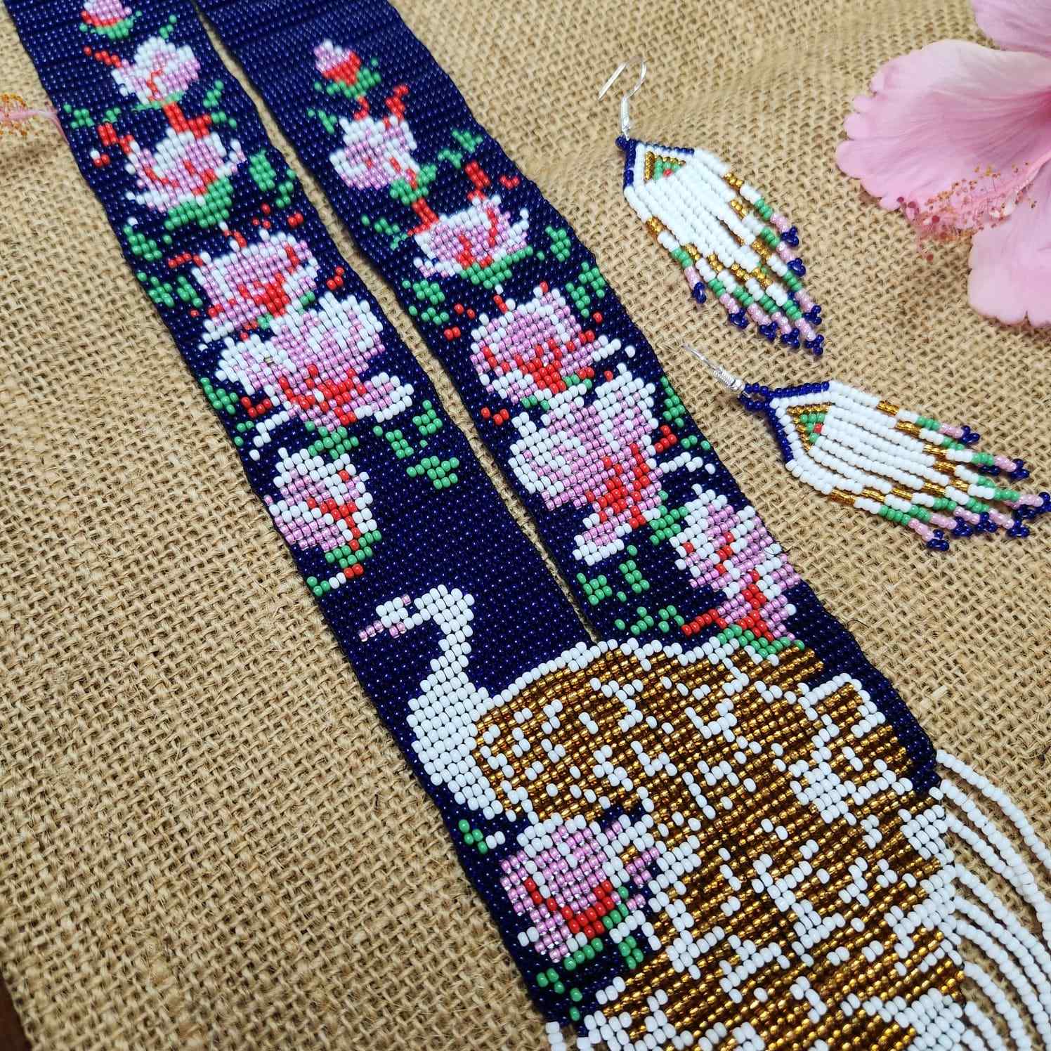 peacock necklace white pink floral flower necklace set blue necklace party wear necklace casual outing occasion wear jewel