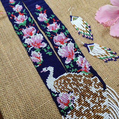 peacock necklace white pink floral flower necklace set blue necklace party wear necklace casual outing occasion wear jewel