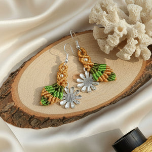 dangler earrings flower earrings leaf earrings macrame earrings multi dual tone earrings silver earrings oxidised silver