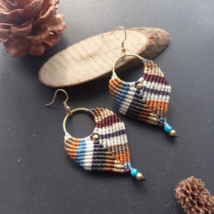 macrame earrings multi coloured earrings long earrings