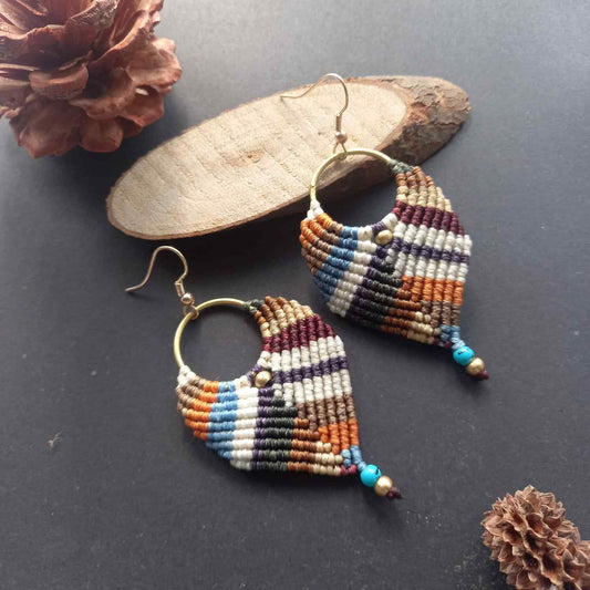 macrame earrings multi coloured earrings long earrings
