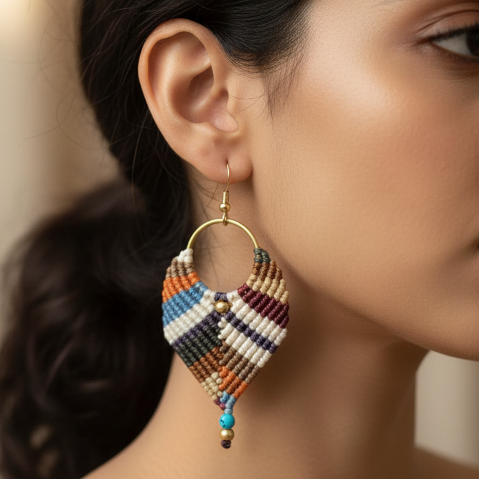 Shristi brown multi macrame earrings