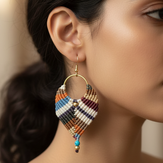Shristi brown multi macrame earrings