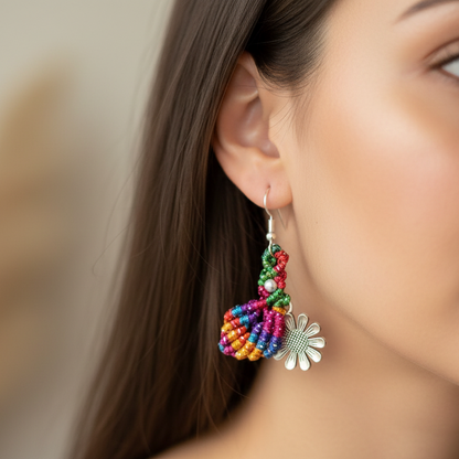 Pushp-pathra multicolour macrame earrings