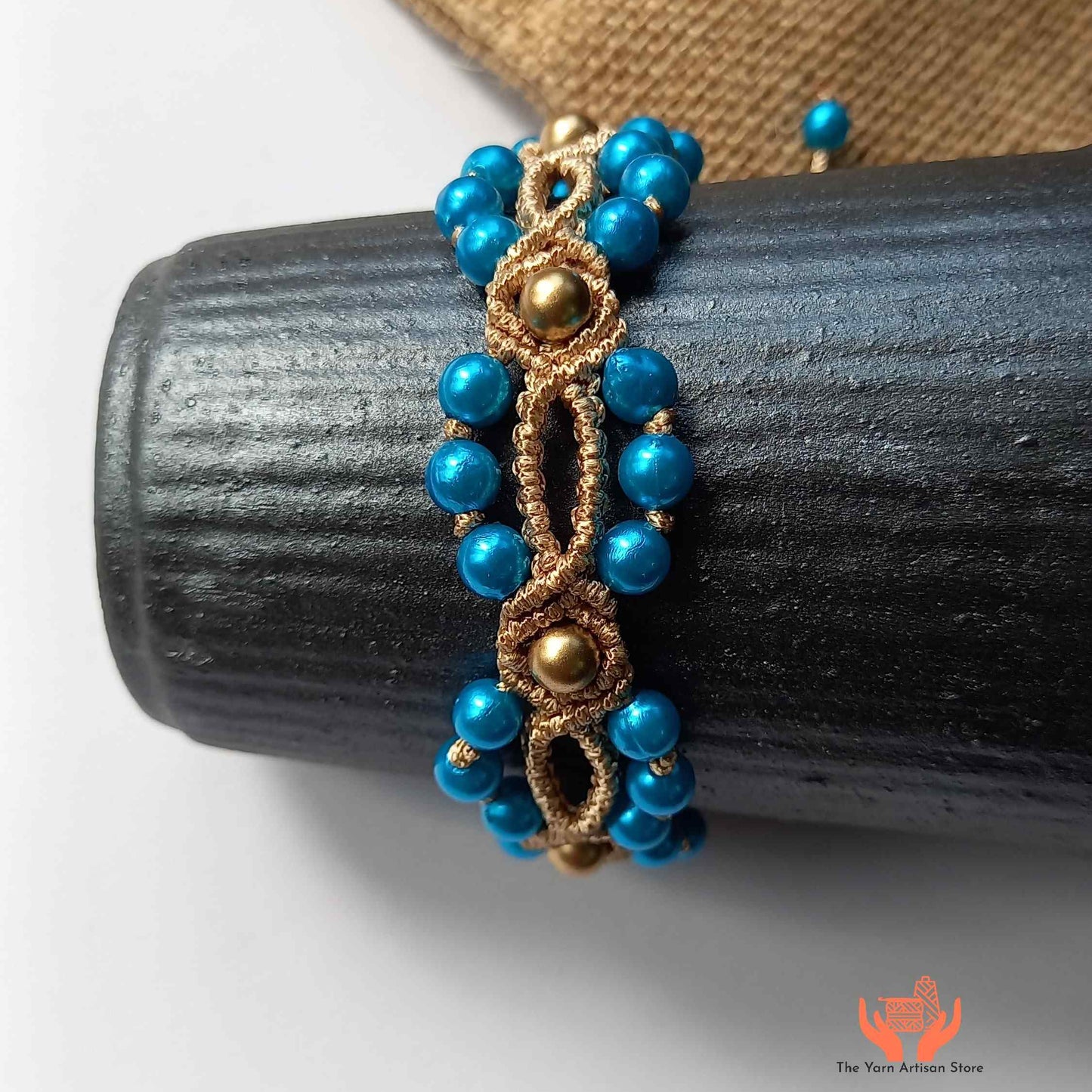 handmade macrame bead bracelet with colourful pearls