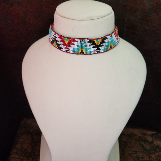 bead loom necklace choker necklace geometric design hair band choker seed bead earrings dangler earrings