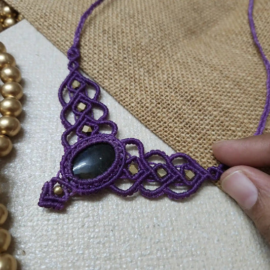 stone necklace formal necklace office-wear necklace with saree with salwar with kurti purple casual daily wear jewellery