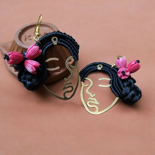 maori earrings face earrings gold lady earrings woman's day earrings floral earrings