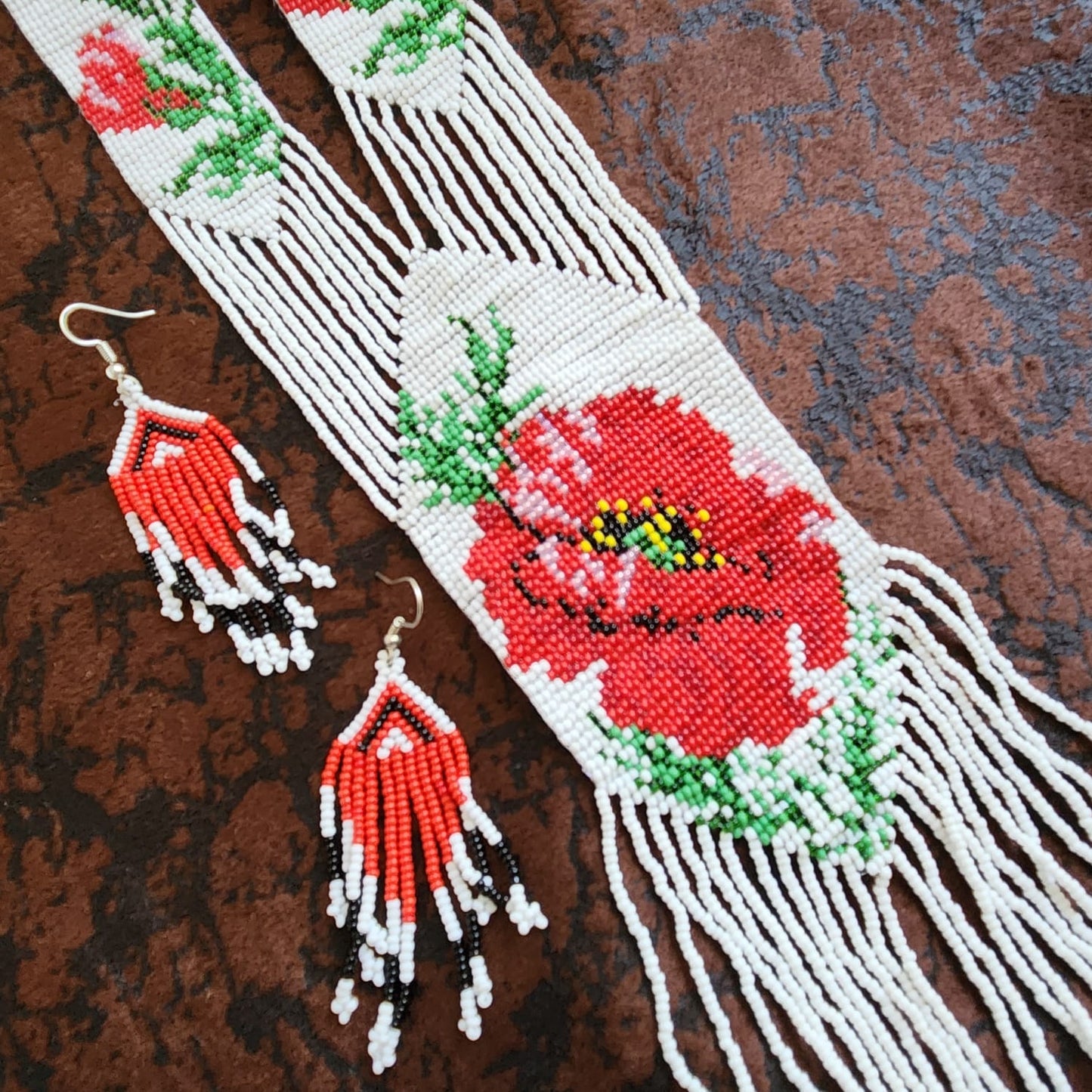 floral design bead necklace white red layered necklace dangler party wear occasion wedding mehndi sangeet haldi jewellery