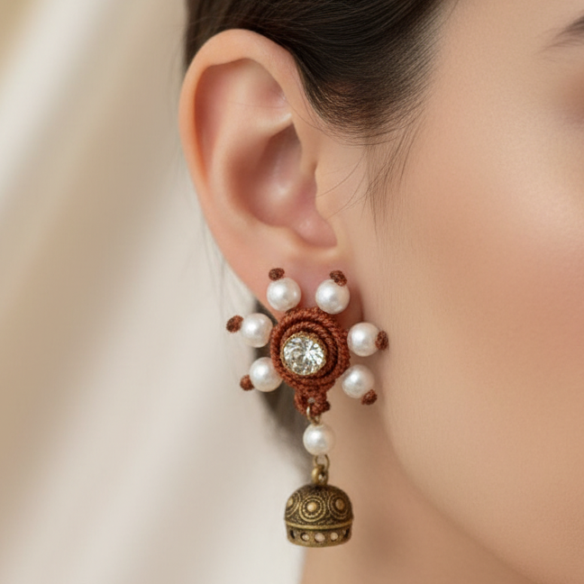 Manikarnika macrame jhumki earrings
