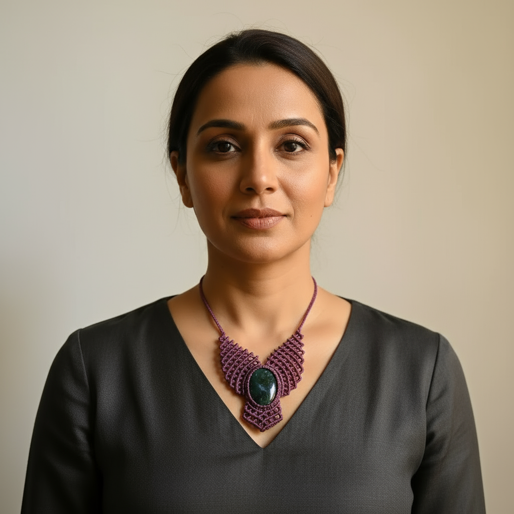 Tama onyx macrame statement necklace