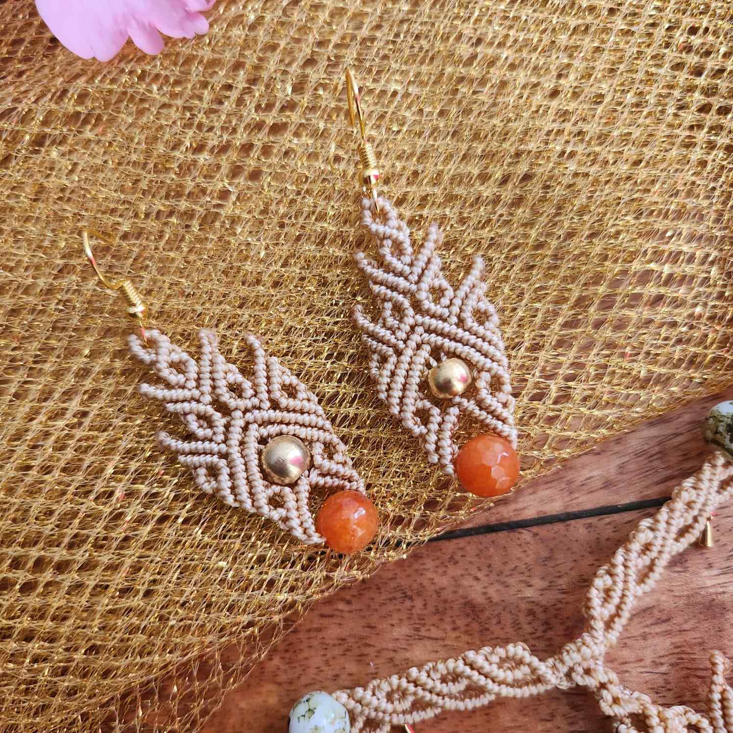 dinner date necklace set onyx stone jewellery handmade artisanal brass earrings neutral officewear boho evening wear party