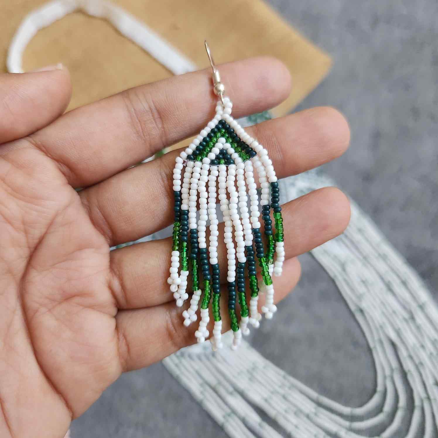 statement bead necklace partywear necklace green necklace for sangeet wedding jewellery multicolour set bead earrings
