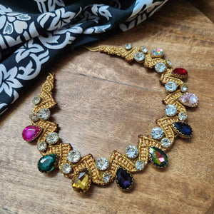 gold necklace navratna crystal stone necklace bvlgari inspired necklace