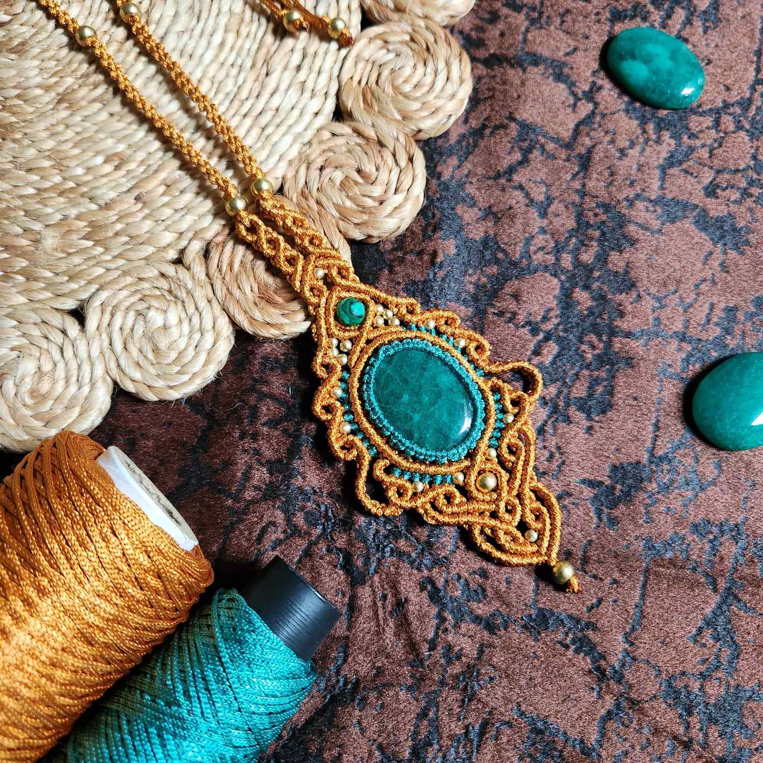 handmade jewellery gift for her wedding stone jewellery handcrafted boho trendy artisanal necklace pendant