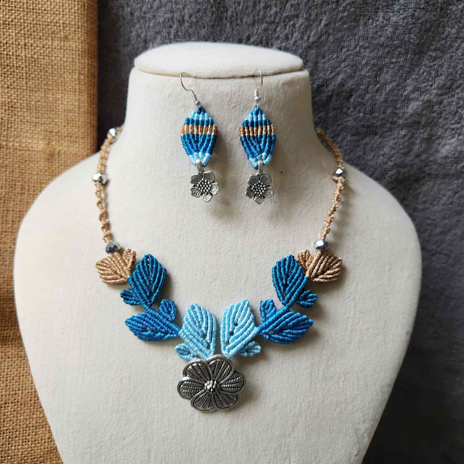 flower and leaves statement necklace and earrings set for women leaf necklace leaf earrings floral necklace haldi necklace