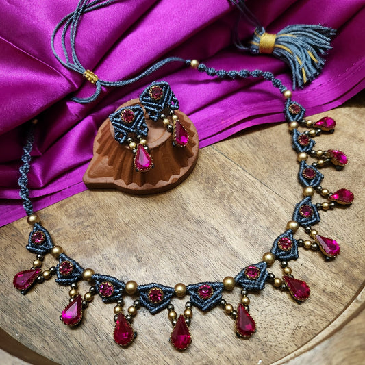 choker necklace festive necklace magenta necklace pink necklace onam navaratri christmas workwear formal