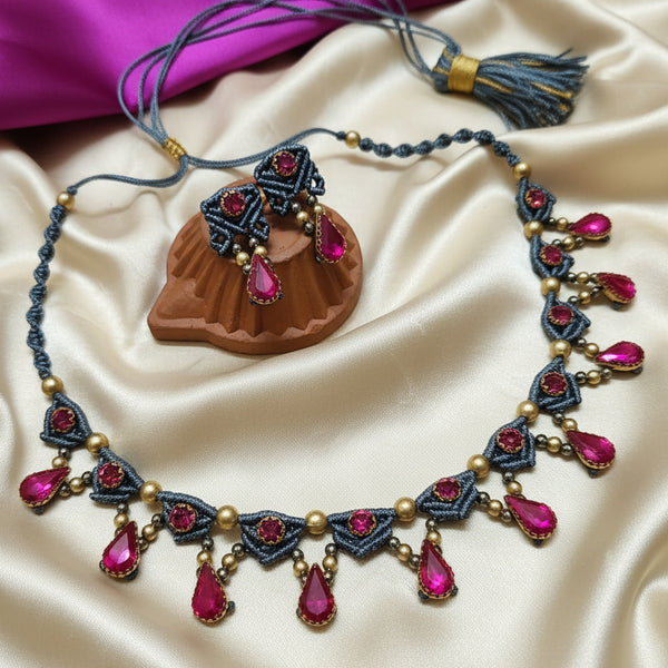 choker necklace festive necklace magenta necklace pink necklace onam navaratri christmas workwear formal