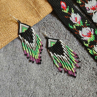 peacock necklace white pink floral flower necklace set black necklace party wear necklace casual outing occasion wear jewel