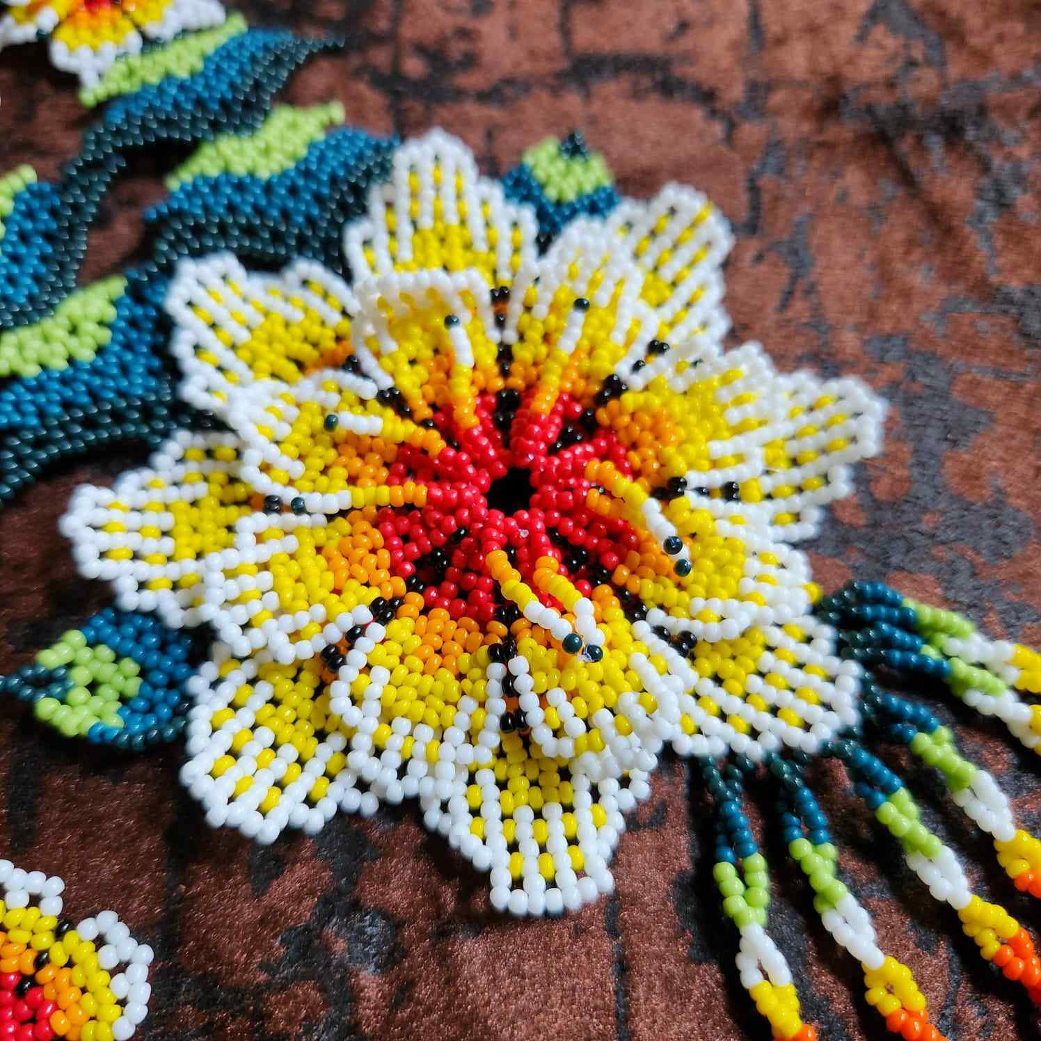 bead necklace flower necklace 3D necklace leaf green leaves haldi necklace set flower earrings yellow necklace