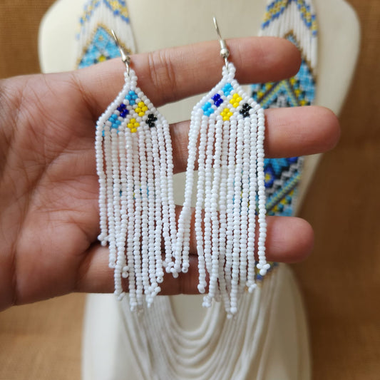 bead loom necklace long necklace layer necklace geometric design party necklace for saree formal wear statement necklace set