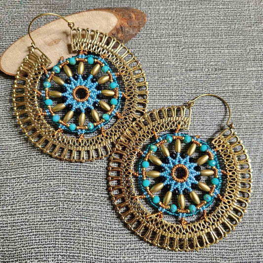 blue gold earrings hoop earrings large earrings party wear jewellery statement earrings hoops