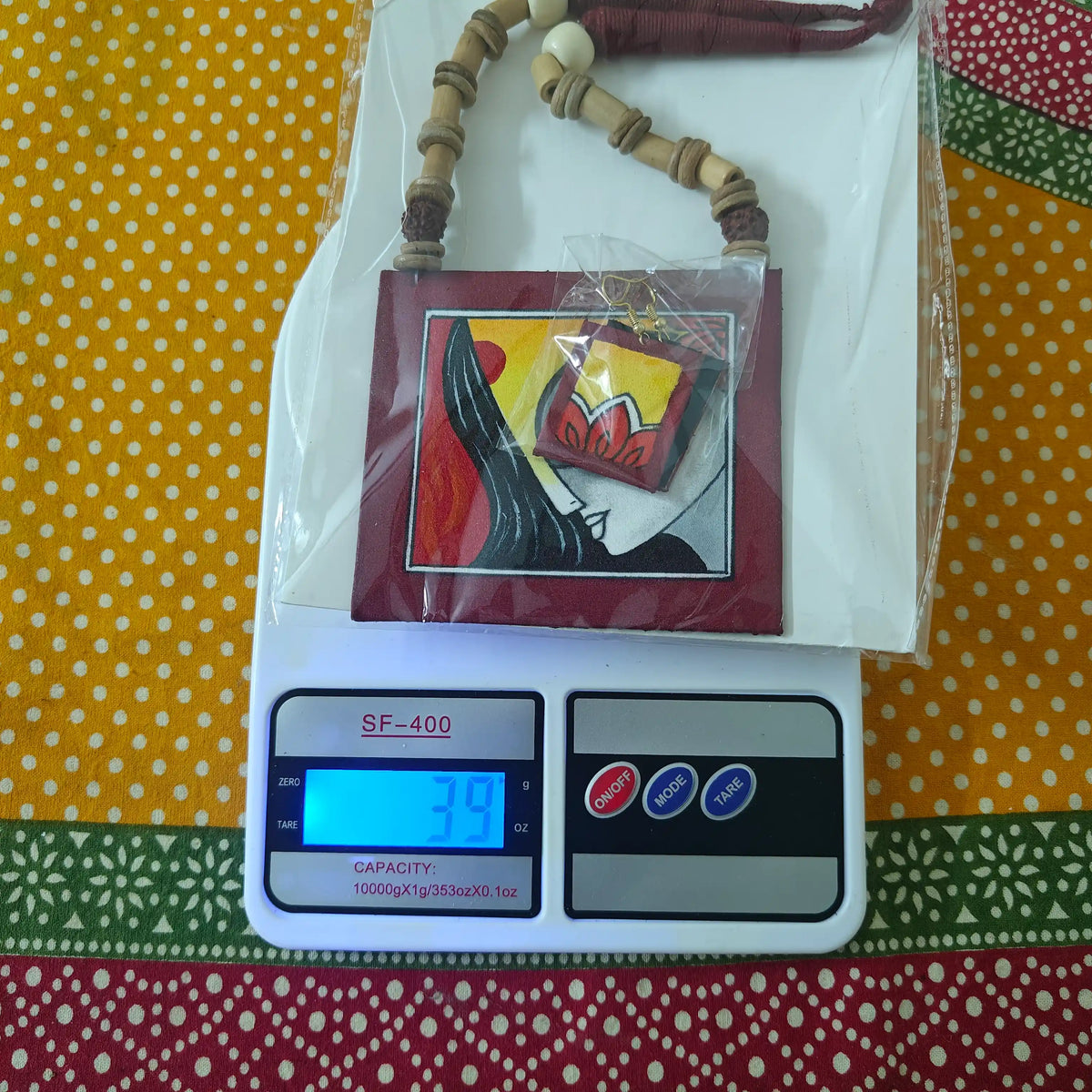 Kalavati maroon fabric necklace set