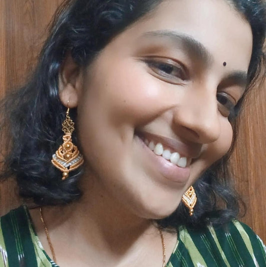 macrame dangler earrings with a floral connector and beads dailywear casual party wear office wear earrings 