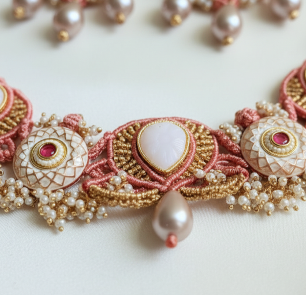 Mithra meenakari macrame necklace set