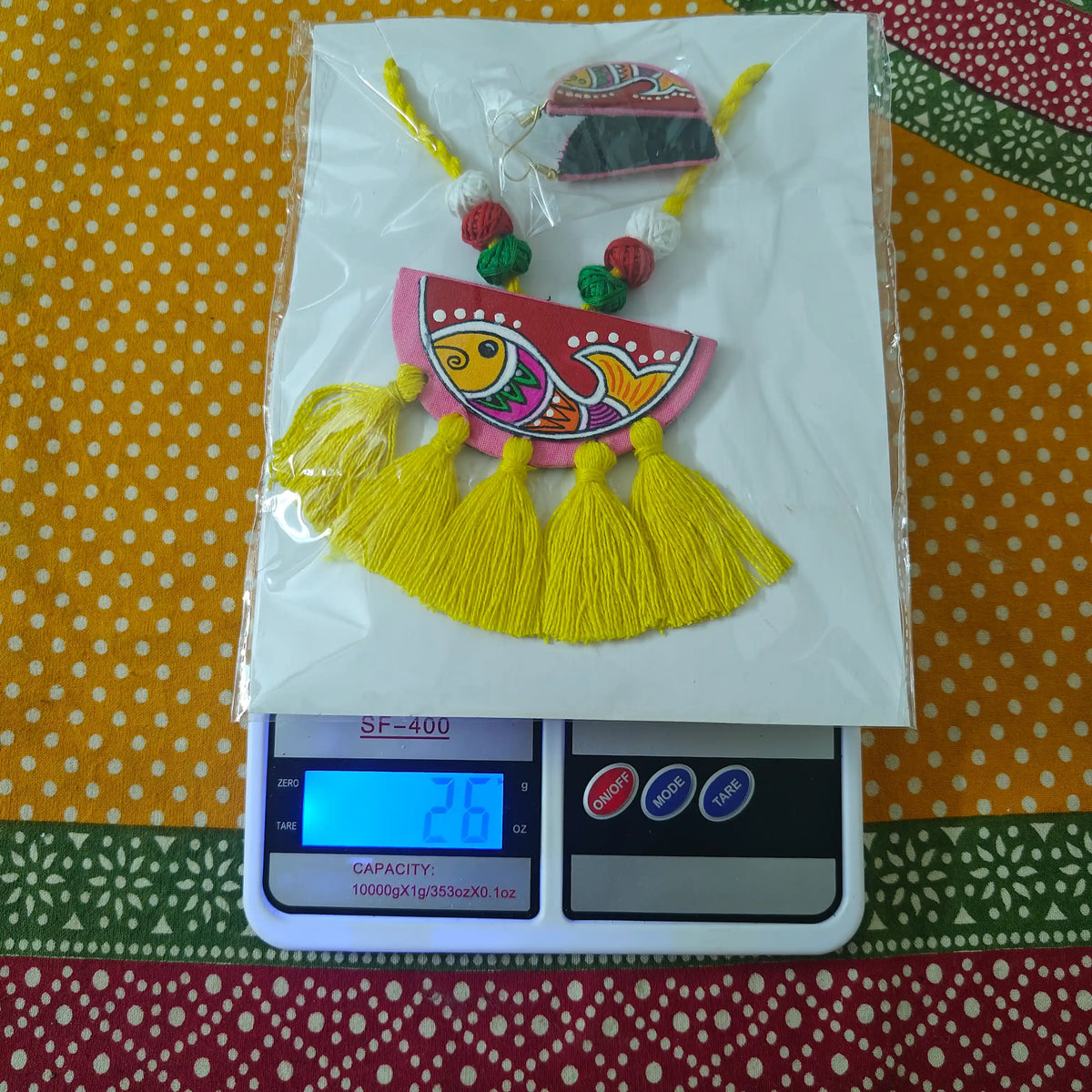 Pratima yellow fabric necklace set