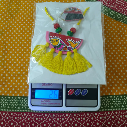 Pratima yellow fabric necklace set