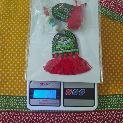 Rangini red fabric necklace set