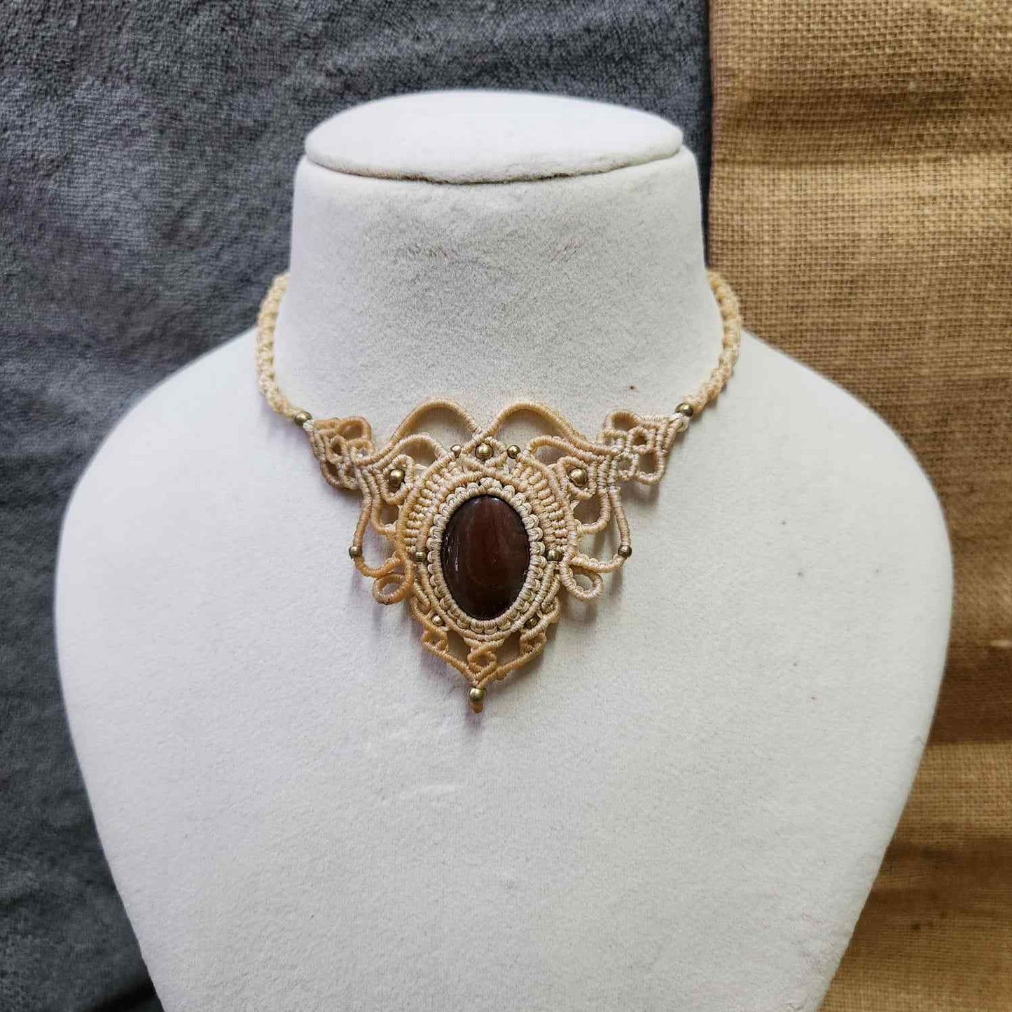 macrame necklace office wear necklace for work small statement necklace labradorite stone necklace bead necklace casual wear necklace for kurti saree