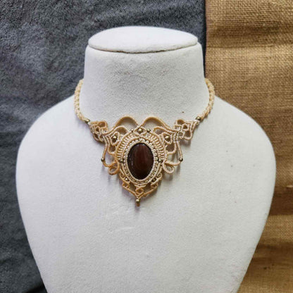 macrame necklace office wear necklace for work small statement necklace labradorite stone necklace bead necklace casual wear necklace for kurti saree