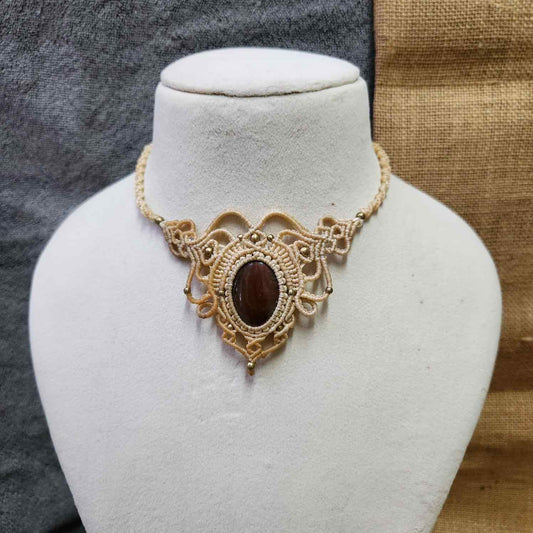 macrame necklace office wear necklace for work small statement necklace labradorite stone necklace bead necklace casual wear necklace for kurti saree