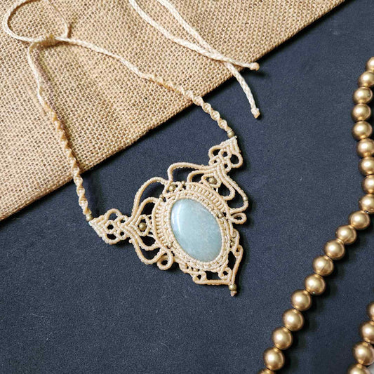 macrame necklace office wear necklace for work small statement necklace jade stone necklace bead necklace casual wear necklace for kurti saree
